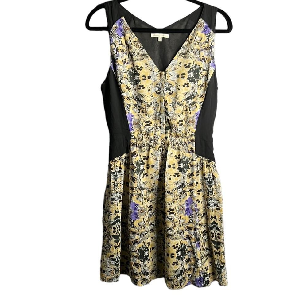 Broadway & Broome Yellow Black Silk Print Fit and Flare Dress 4
